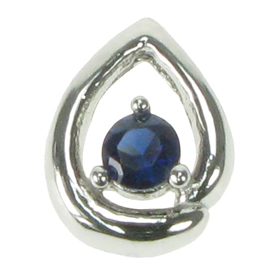 silver and Created Sapphire teardrop pendant