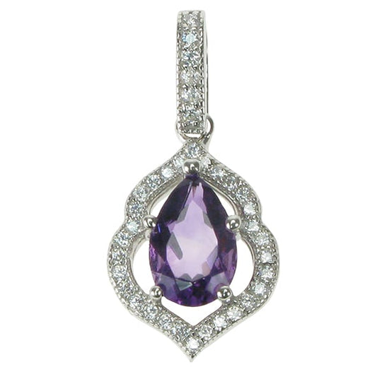 silver Amethyst and cubic zirconia mystic pendant