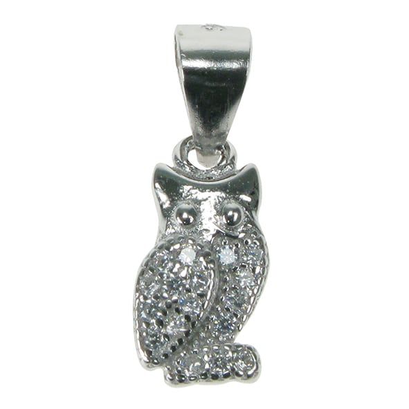 Silver and Cubic Zirconia owl pendant