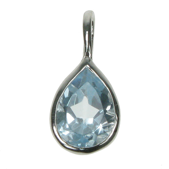 silver and Blue Topaz small pear pendant
