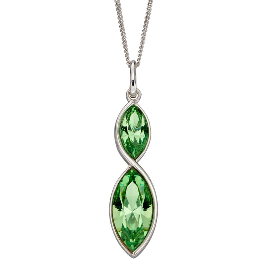 Fiorelli silver and green crystal infinity pendant