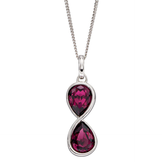 Fiorelli silver and purple crystal infinity pendant