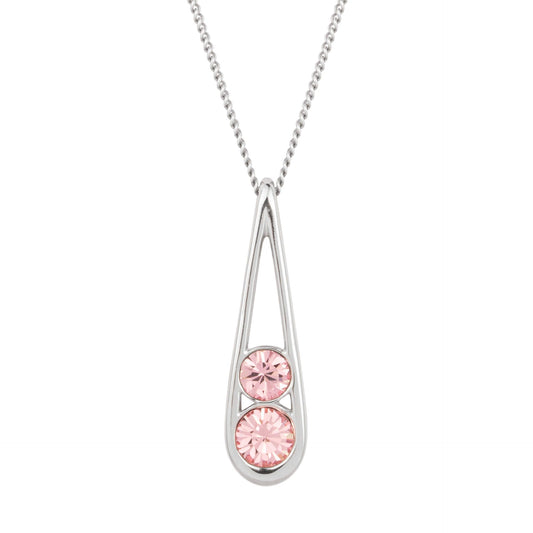Fiorelli silver and pink crystal open teardrop pendant