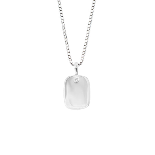 D For Diamond Silver And Diamond Engravable Tag Pendant