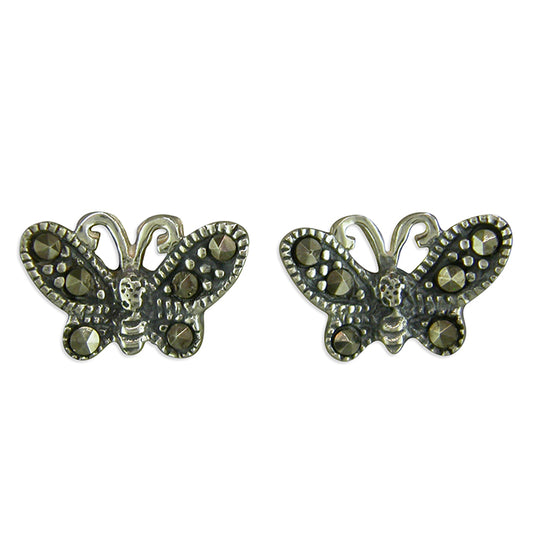 Silver Marcasite Buttlerfly Earrings