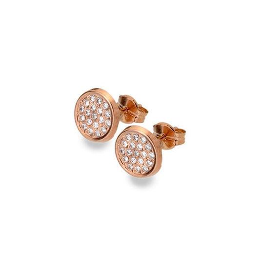 9CT Rose Gold and Cubic Zirconia round stud earrings