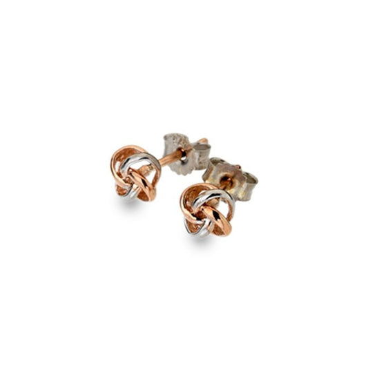 9CT Rose and White Gold spiral stud earrings