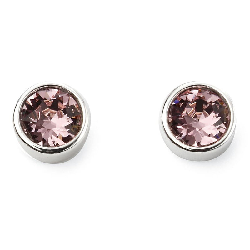 Silver and Crystal Birthstone Stud Earrings -June