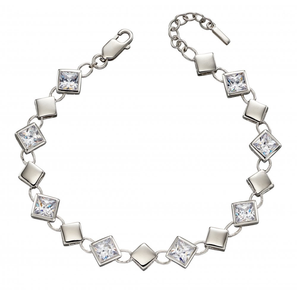 Silver And Cubic Zirconia Diamond Shaped Bracelet