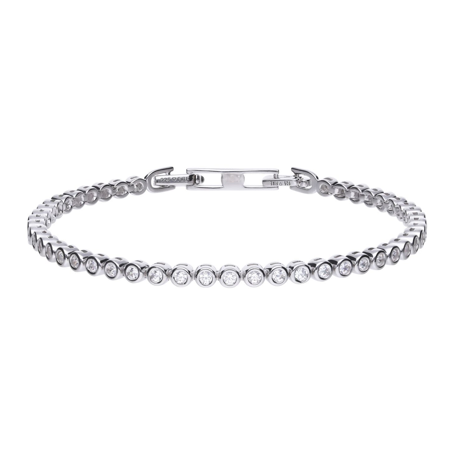 Diamonfire silver and cubic zirconia rubset tennis bracelet