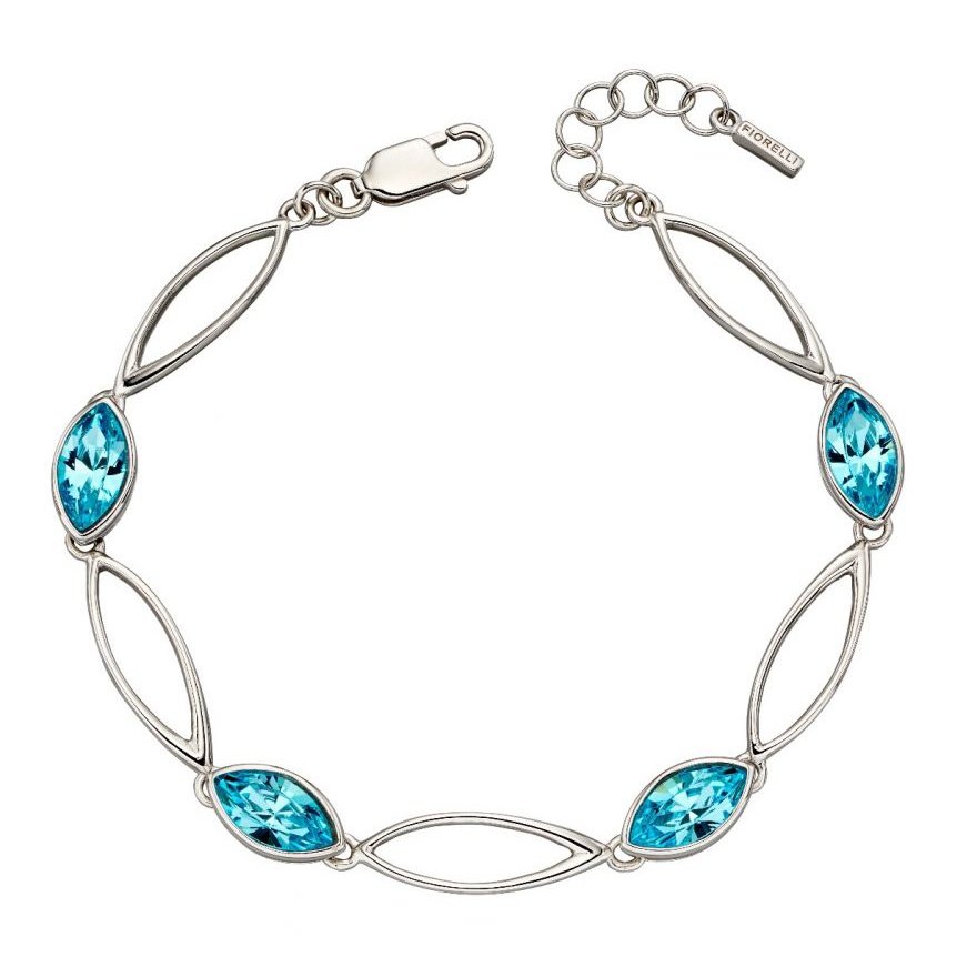 Silver And Blue Crystal marquise link Bracelet