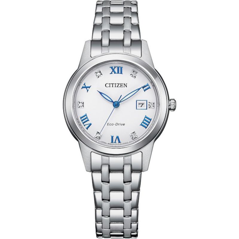 Ladies Citizen Eco-Drive Crystal White Dial Watch