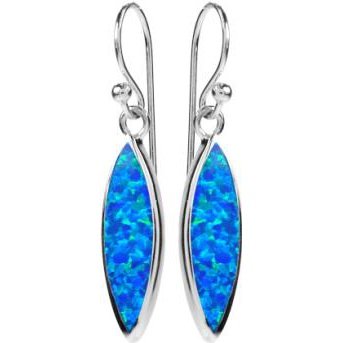 Silver and Marquis Blue Opalique Drop Earrings