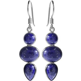 Silver and Lapis Lazuli vertical drop earrings