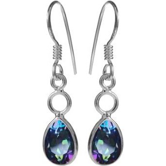 Silver and Mystic Topaz Teardrop Earrings.