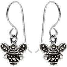 Silver and Marcasite Small Bee Drop Earrings