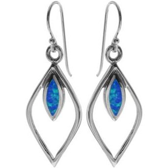 Silver and Blue Opalique Drop Earrings