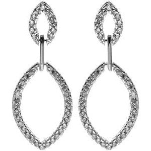 Silver Double Marquis Drop Earrings with Cubic Zirconia