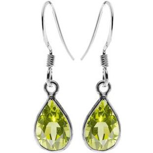 Silver and Peridot Drop Earrings.