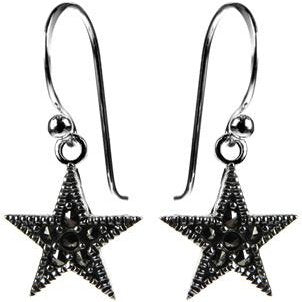 Silver and Marcasite Star Drop Earrings
