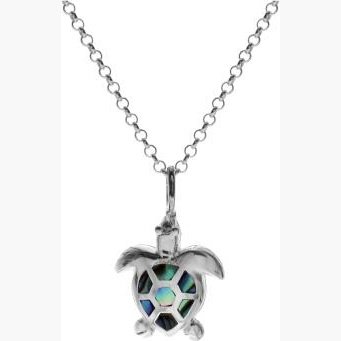 Silver and Paua Shell Turtle pendant.