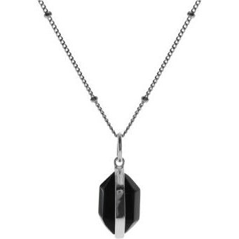 Silver and Black Onyx hexagonal pendant