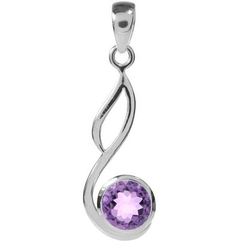 Silver and Amethyst open loop pendant.