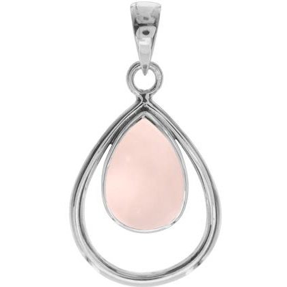Silver and Rose Quartz double teardrop pendant