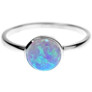 Silver and Blue Opalique Ring