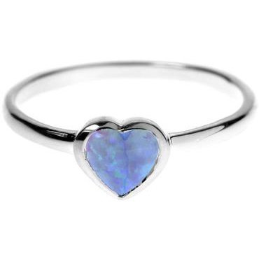 Silver and Blue Opalique Heart Ring