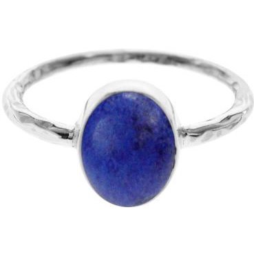 Silver and Lapis Lazuli Hammered Band Ring