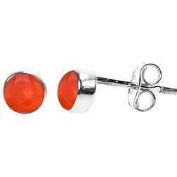 Silver & carnelian 5mm stud earrings.