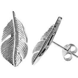 Silver Feather Stud Earrings