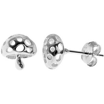 Silver Mushroom Stud Earrings