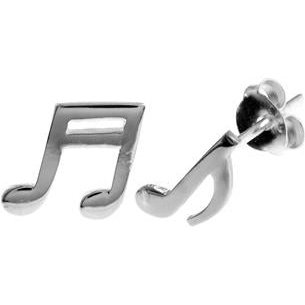 Silver Musical Notes Stud Earrings