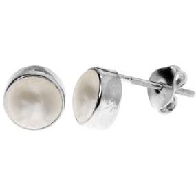Silver & freshwater pearl 6mm stud earrings