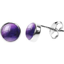 Silver & amethyst 7mm round stud earrings