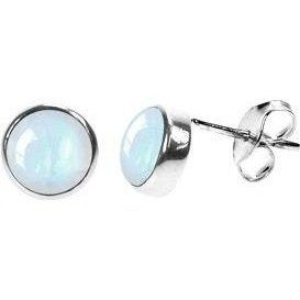 Silver & rainbow moonstone 7mm stud earrings