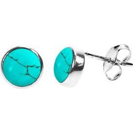Silver & turquoise 7mm stud earrings