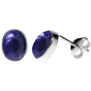 Silver & lapis lazuli oval stud earrings