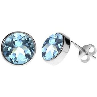 Silver & blue topaz facet 9mm stud earrings.