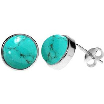 Silver & turquoise 9mm round stud earrings