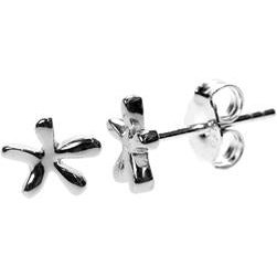 Silver Abstract Star Stud Earrings