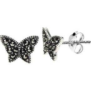 Silver & marcasite butterfly stud earring