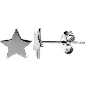 Silver Star Flat Stud Earrings