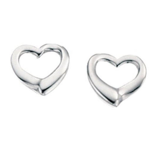 Silver Small Open Heart Stud Earrings