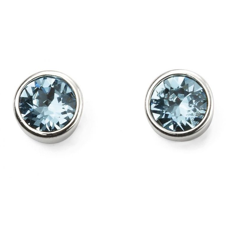 Silver and Crystal Birthstone Stud Earrings -March