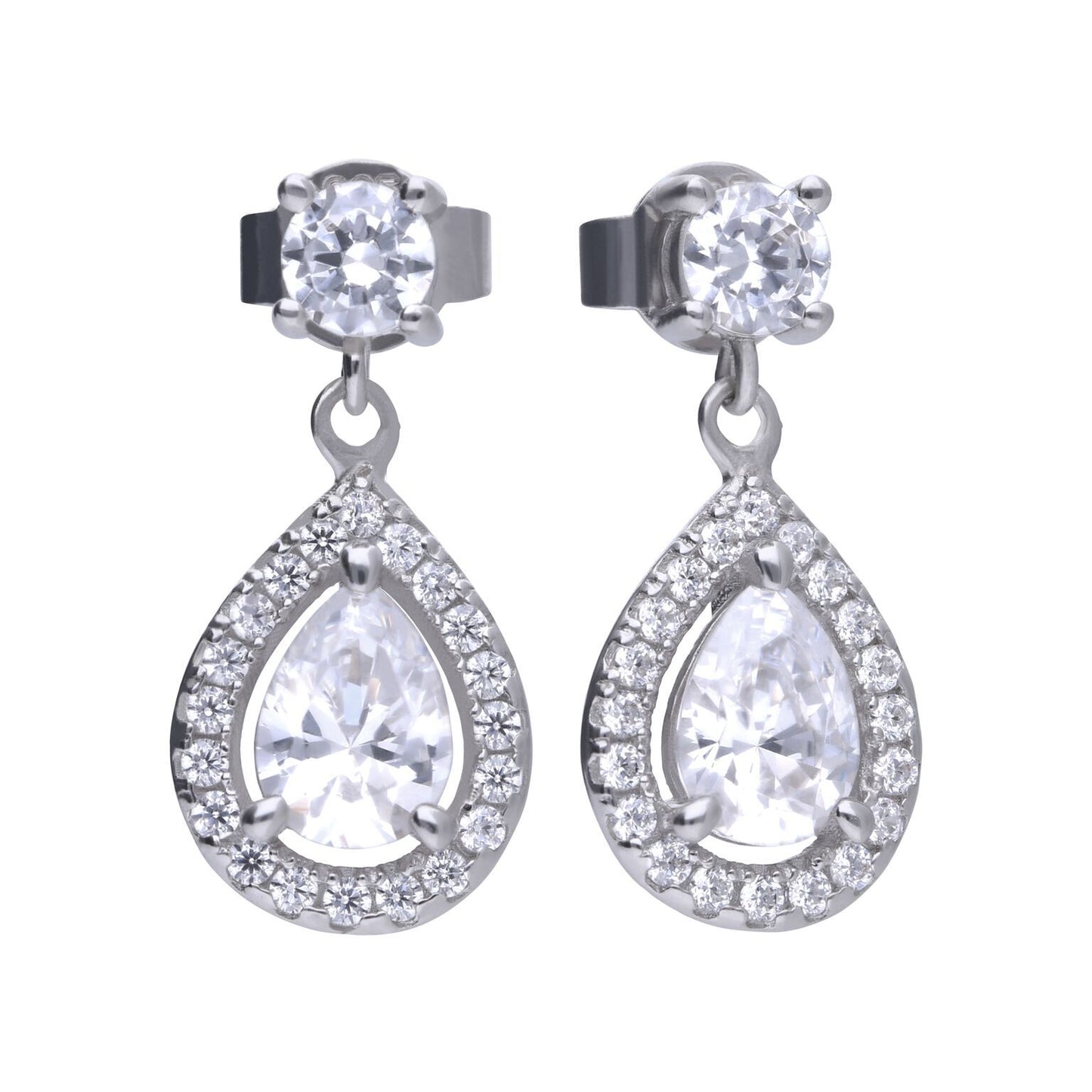 Diamonfire silver and cubic zirconia teardrop drop earrings