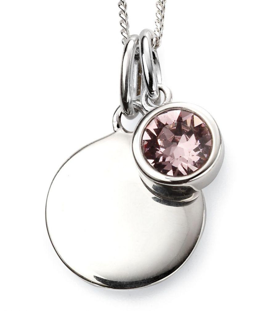 Silver and Crystal Birthstone Pendant -June