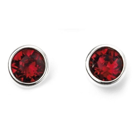 Silver and Crystal Round Birthstone Stud Earrings -July